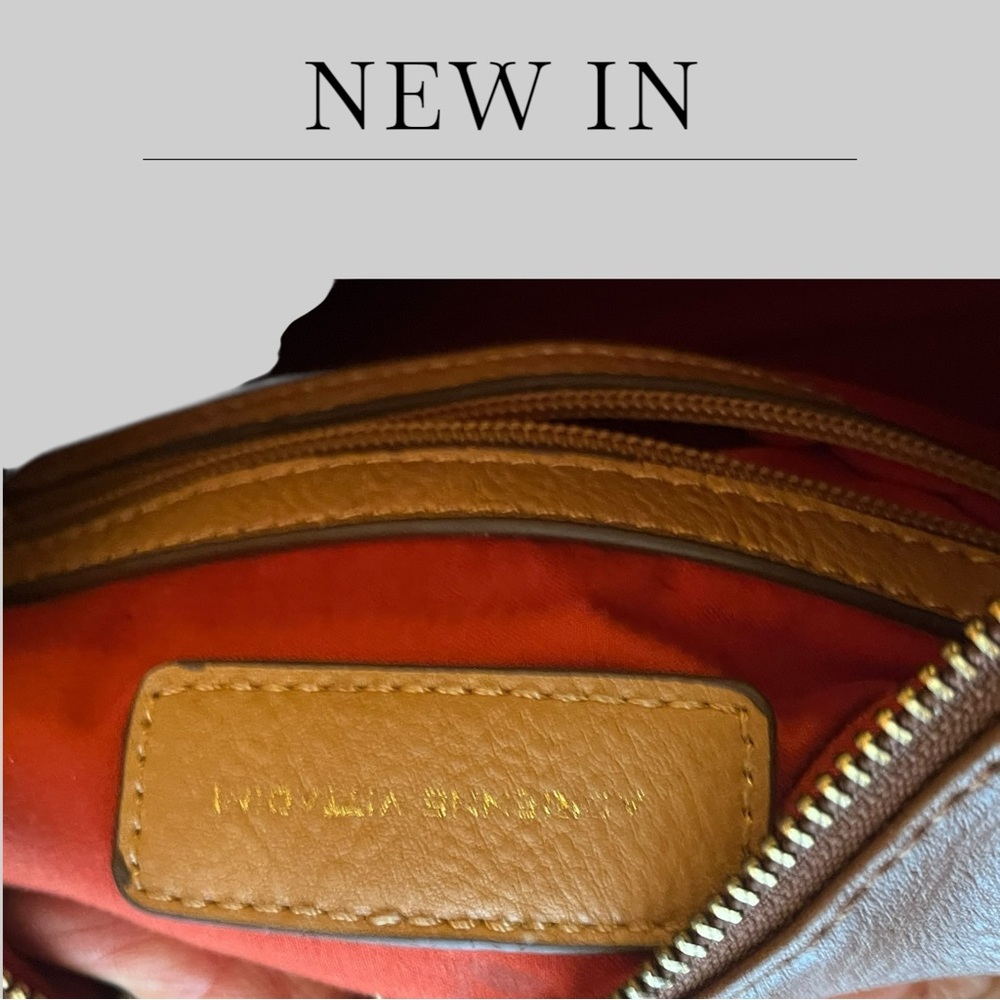 Adrienne Vittadini Brown Tan Satchel with Gold Accents - Picture 7 of 10